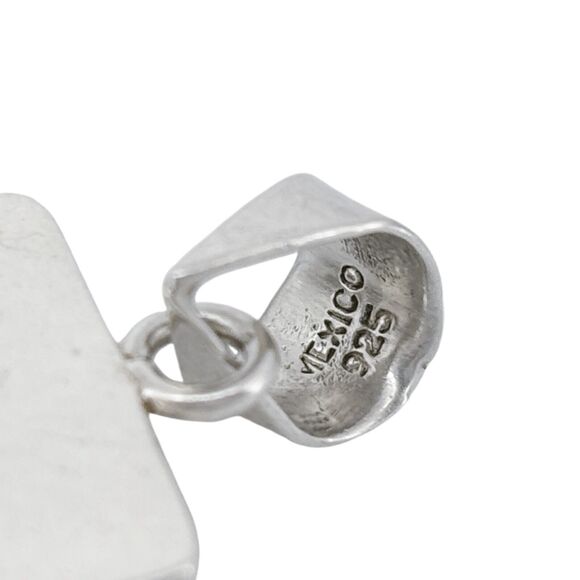 Square Red Enamel Pendant | Mexico Sterling Silver 925 - Picture 5 of 7